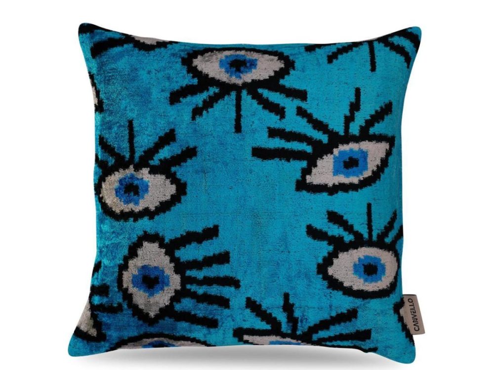 Bed Pillows |  Canvello Luxury Congress Blue Turquoise Evil Eye Pillow For Couch – 16X16 Inch Bed Pillows Bed Pillows