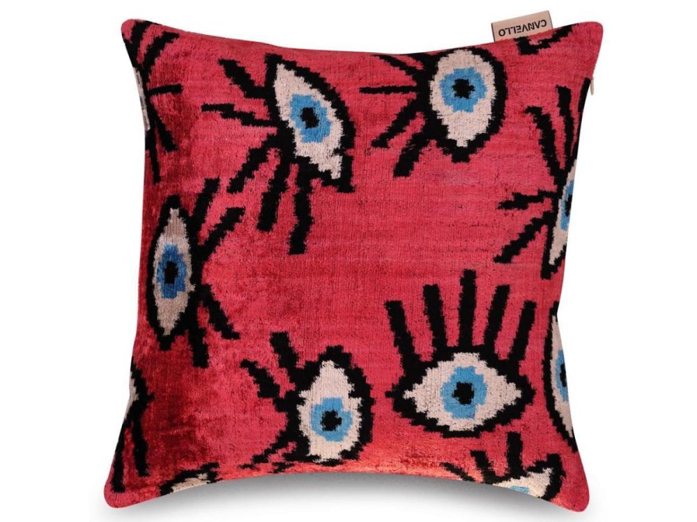 Bed Pillows |  Canvello Luxury Pinkish Red Evil Eye Pillow For Couch – 16X16 Inch Bed Pillows Bed Pillows