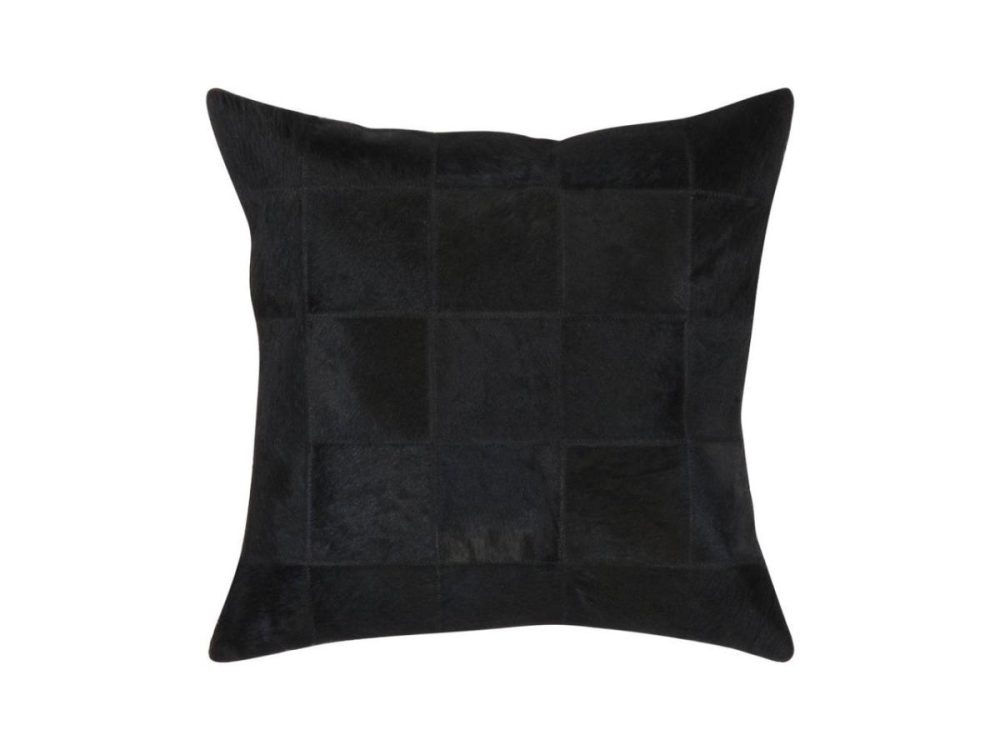 Bed Pillows |  Canvello Safari Checkered Black Cowhide 17″ Decorative Throw Pillow Bed Pillows Bed Pillows