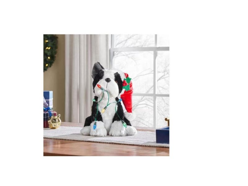 Holiday Decor |  12 In. Plush Animated Dog With Lights Home Accents Holiday Decor Accents