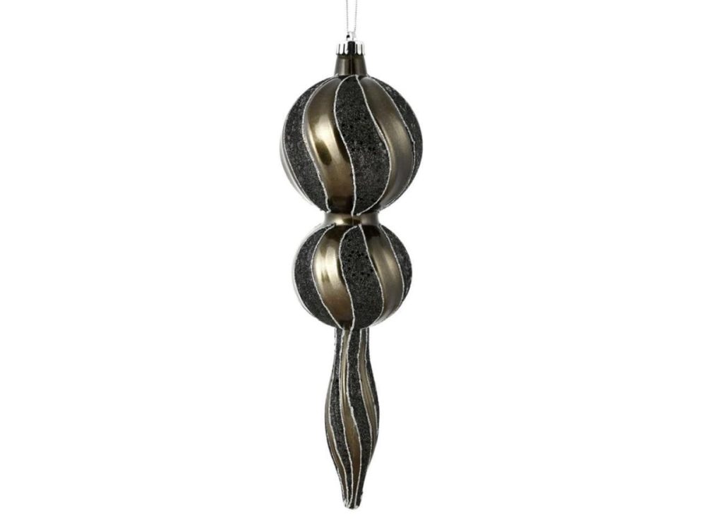 Holiday Decor |  16.5″ Gunmetal Candy Glitter Finial Decor Holiday Decor