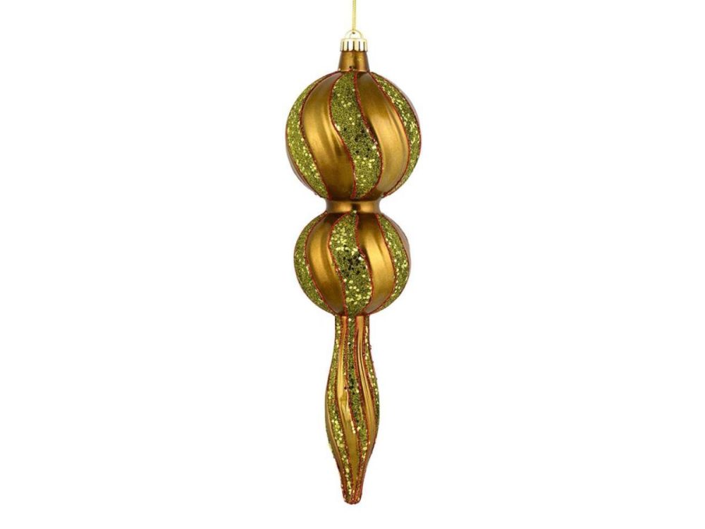 Holiday Decor |  16.5″ Olive Candy Glitter Finial Decor Holiday Decor