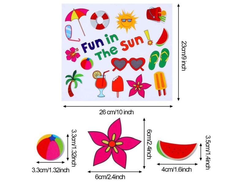 Holiday Decor |  200 Pieces Summer Window Clings Fun In The Sun Static Stickers Window Clings With Sun, Beach, Flip Flops, Drinks For Summer Party Decorations Decor Holiday Decor