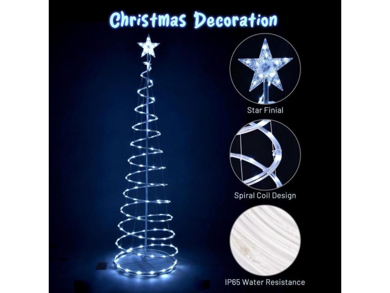 Holiday Decor |  6 Ft Christmas Xmas Led Spiral Tree Light Battery Cool White Holiday New Year Decor Holiday Decor