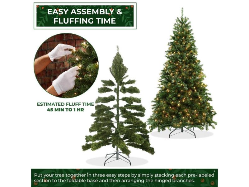 Holiday Decor |  Casafield 7.5Ft Realistic Pre-Lit Green Spruce Artificial Holiday Christmas Tree With Sturdy Metal Stand Decor Casafield