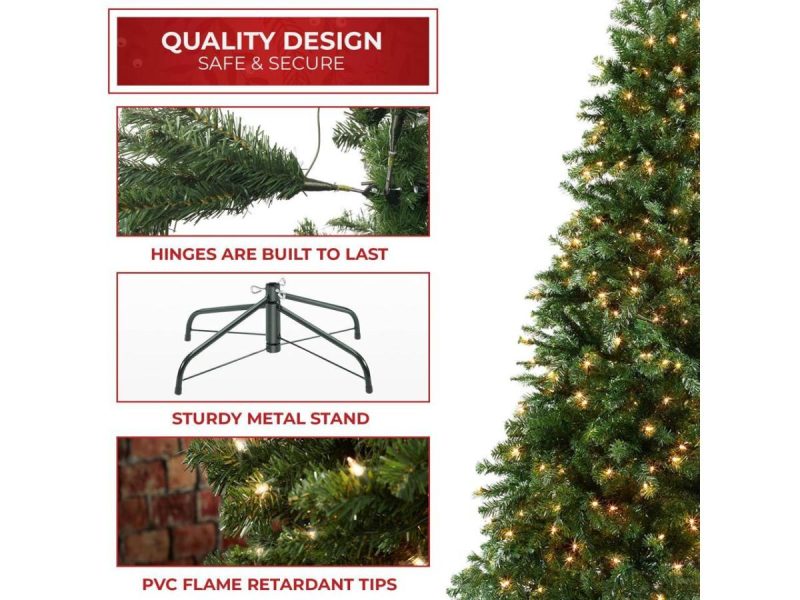 Holiday Decor |  Casafield 7.5Ft Realistic Pre-Lit Green Spruce Artificial Holiday Christmas Tree With Sturdy Metal Stand Decor Casafield