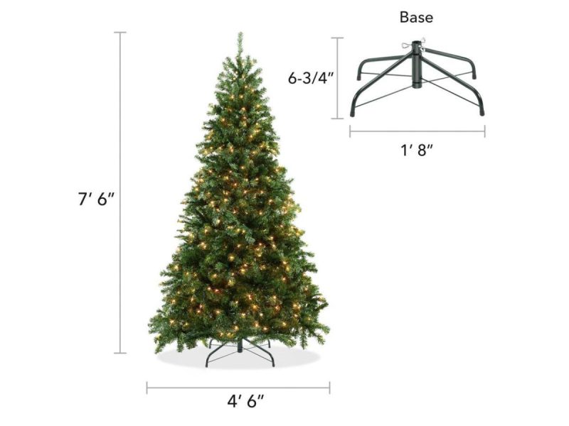 Holiday Decor |  Casafield 7.5Ft Realistic Pre-Lit Green Spruce Artificial Holiday Christmas Tree With Sturdy Metal Stand Decor Casafield