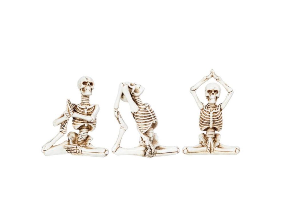 Holiday Decor |  Design Accents Halloween Decorations – Halloween Party Indoor Table Decoration Skeleton Statues In Yoga Poses, Set Of 3,White,88H3411A Decor Design Accents