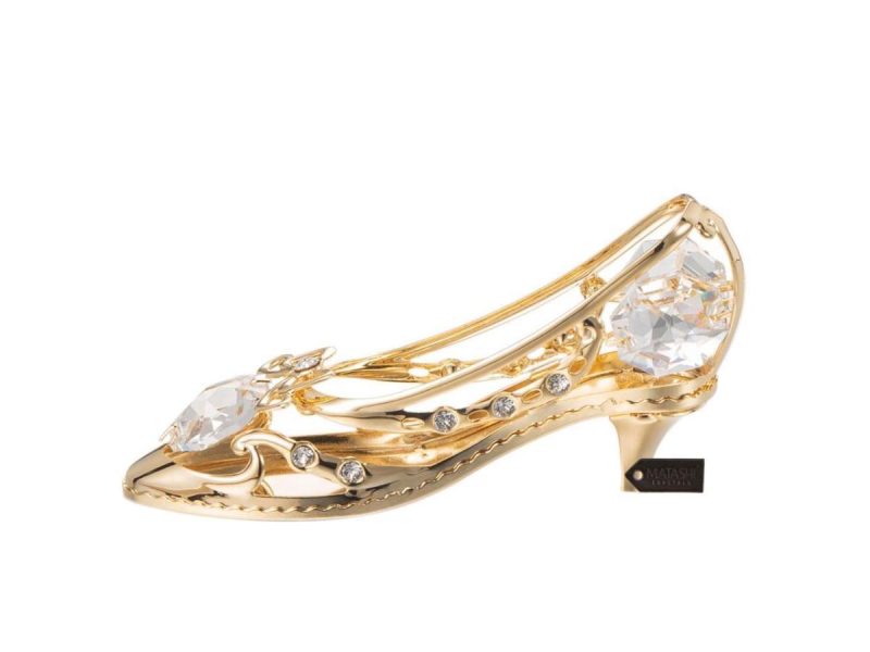 Holiday Decor |  Matashi 24K Gold Plated Crystal Studded Lady Shoe Ornament Decor Holiday Decor