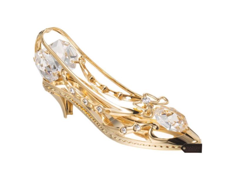 Holiday Decor |  Matashi 24K Gold Plated Crystal Studded Lady Shoe Ornament Decor Holiday Decor