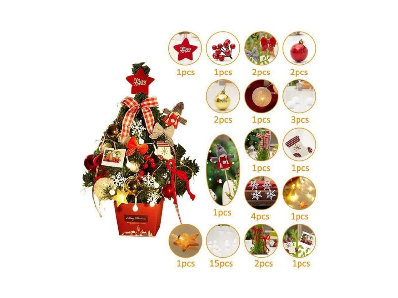 Holiday Decor |  Mini Christmas Tree Decoration Desktop With Battery Operated Led  Lights Party Decor Holiday Decor