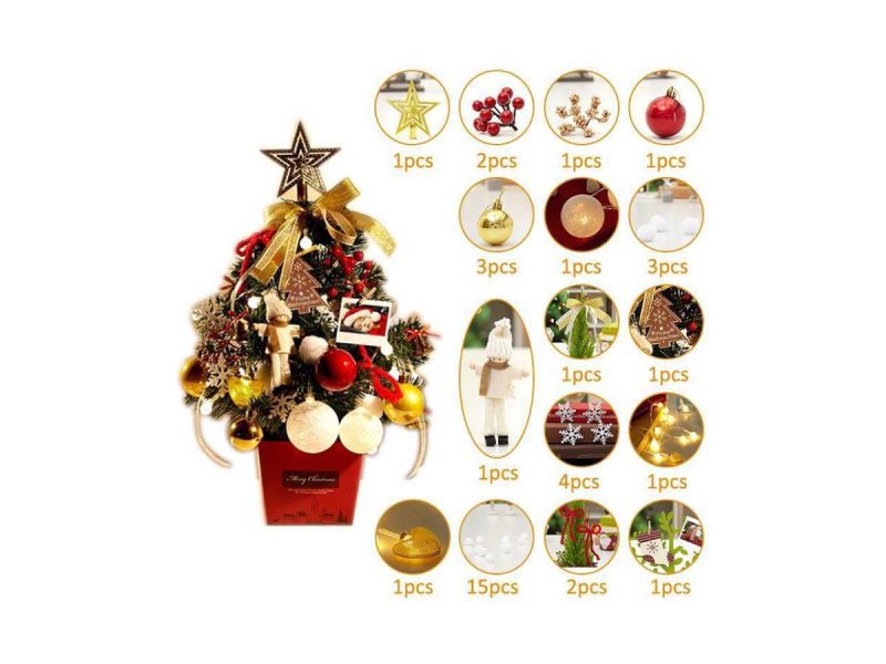 Holiday Decor |  Mini Christmas Tree Decoration Desktop With Led Fairy Lights Party Home Decor Decor Holiday Decor