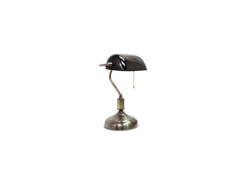 Holiday Decor |  Simple Designs Executive Banker’s Desk Lamp With Glass Shade, Black Decor Holiday Decor