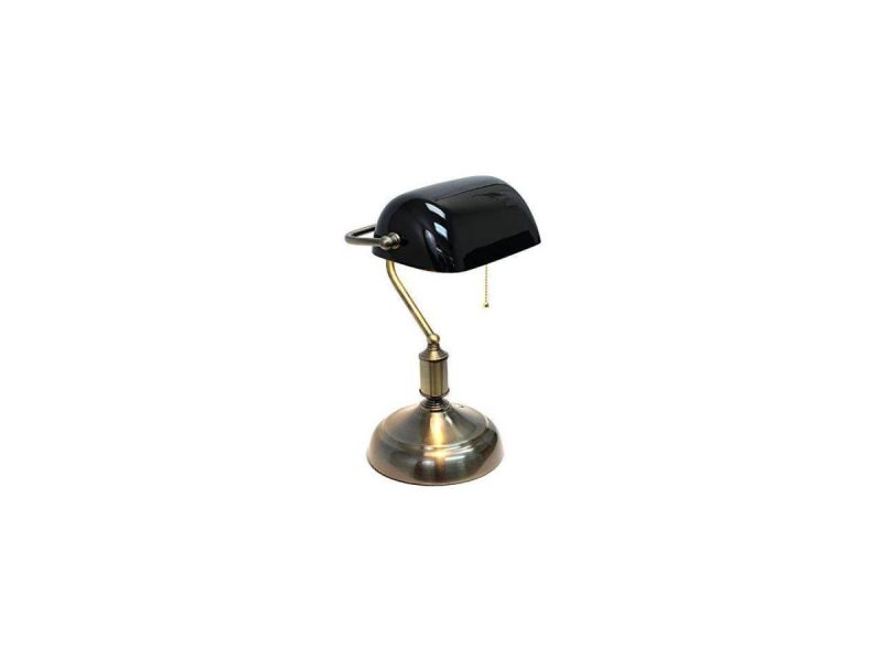 Holiday Decor |  Simple Designs Executive Banker’s Desk Lamp With Glass Shade, Black Decor Holiday Decor