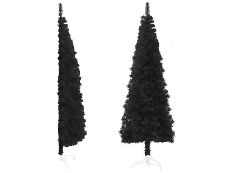 Holiday Decor |  Vidaxl Christmas Tree Decor Slim Artificial Half Xmas Tree With Stand Black Decor Holiday Decor