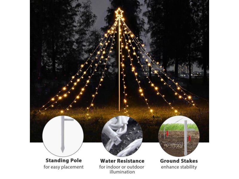 Holiday Decor |  Yescom Led Cone Tree Light With Star Finial 9 Strings Christmas Decoration Outdoor Decor Holiday Decor