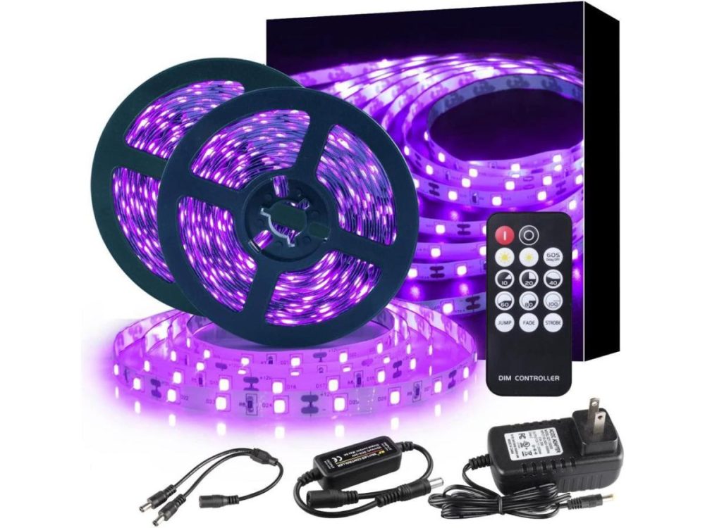 Holiday / String Lights |  12M/40Ft Led Uv Black Light Belt Kit With Remote Control, 720 Leds, 12V Flexible Black Light For Children’s Interior Decoration, Black Light Parties, Body Painting 40 Ft. Decor Holiday / String Lights