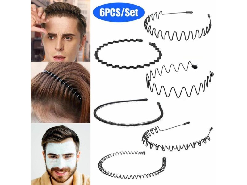 Holiday / String Lights |  6Pcs Men Women Metal Hair Headband Wave Style Hoop Band Comb Sports Hairband Us Decor Holiday / String Lights