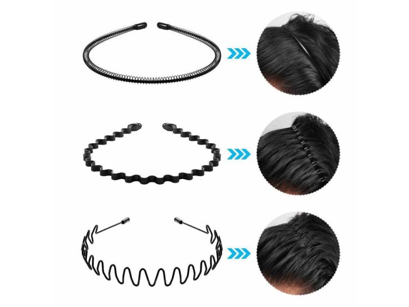 Holiday / String Lights |  6Pcs Men Women Metal Hair Headband Wave Style Hoop Band Comb Sports Hairband Us Decor Holiday / String Lights