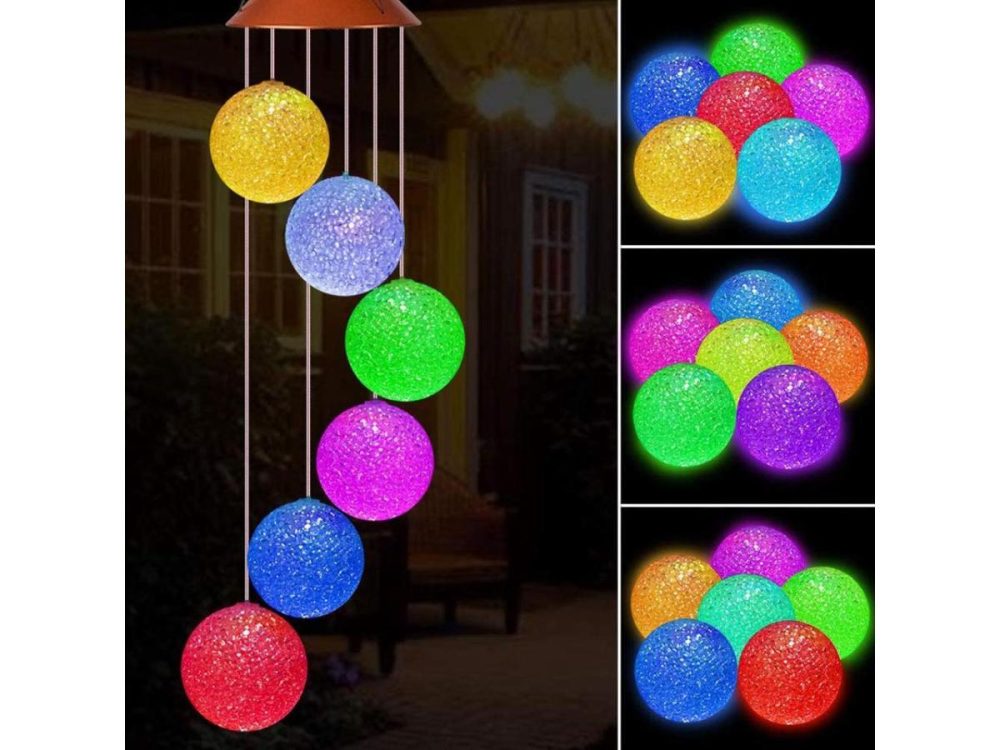 Holiday / String Lights |  Balls Wind Chime, Solar Lights Chimes,Six Balls Solar Wind Chime Outdoor Garden Decor, Yard Decorations Solar Light Mobile, (Gifts For Mom/Grandma, Birthday Bifts For Mom) Decor ESTONE