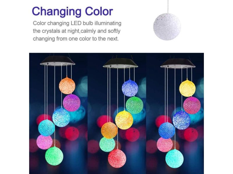 Holiday / String Lights |  Balls Wind Chime, Solar Lights Chimes,Six Balls Solar Wind Chime Outdoor Garden Decor, Yard Decorations Solar Light Mobile, (Gifts For Mom/Grandma, Birthday Bifts For Mom) Decor ESTONE