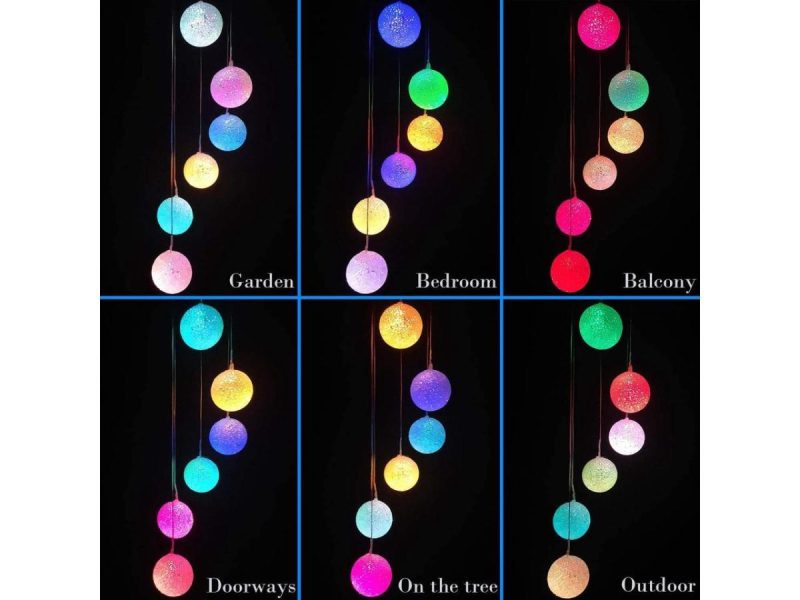 Holiday / String Lights |  Balls Wind Chime, Solar Lights Chimes,Six Balls Solar Wind Chime Outdoor Garden Decor, Yard Decorations Solar Light Mobile, (Gifts For Mom/Grandma, Birthday Bifts For Mom) Decor ESTONE