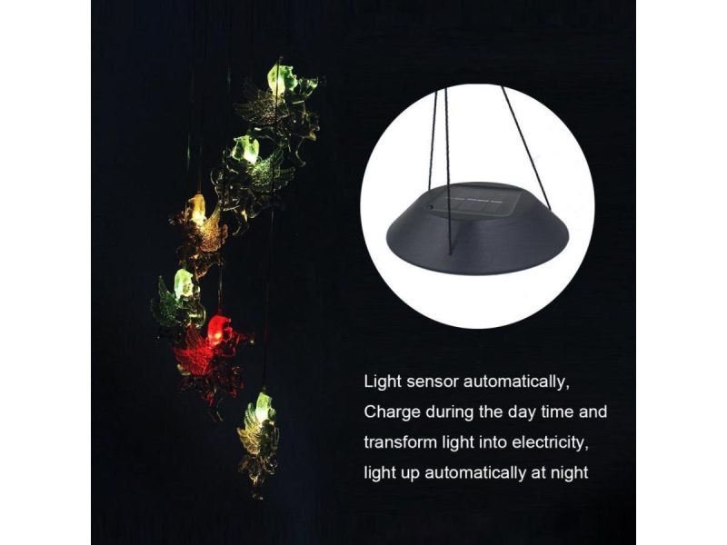 Holiday / String Lights |  Changing Color Solar Powered Waterproof Solar Wind Chime Six Angels Wind Moblie Led Light, Spiral Spinner Windchime Portable Outdoor Chime For Patio, Deck, Yard, Garden, Home- Angels Decor ESTONE