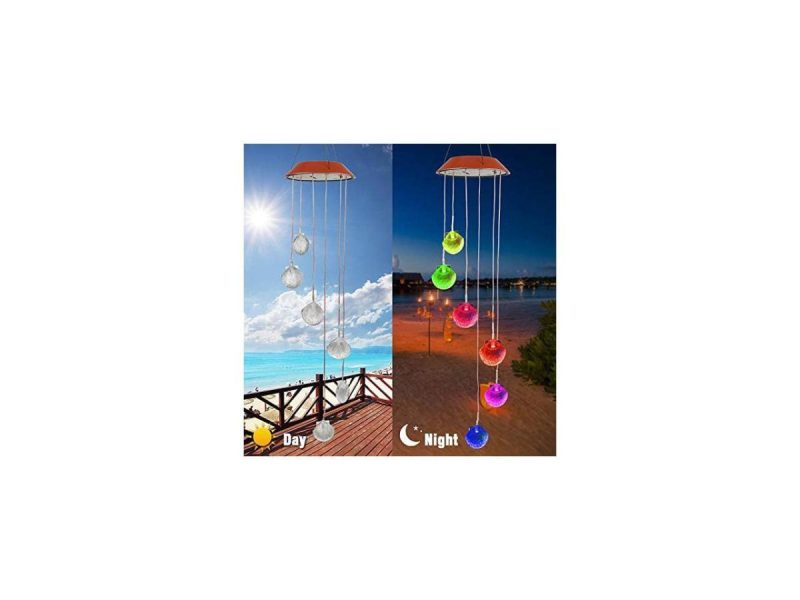 Holiday / String Lights |  Changing Color Solar Powered Waterproof Solar Wind Chime Six Seashells Wind Moblie Led Light, Spiral Spinner Windchime Portable Outdoor Chime For Patio, Deck, Yard, Garden, Home- Seashells Decor ESTONE