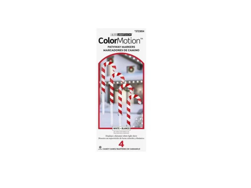 Holiday / String Lights |  Gemmy Lightshow 4-Marker White Candy Cane Christmas Pathway Markers Decor GEMMY INDUSTRIES CORP