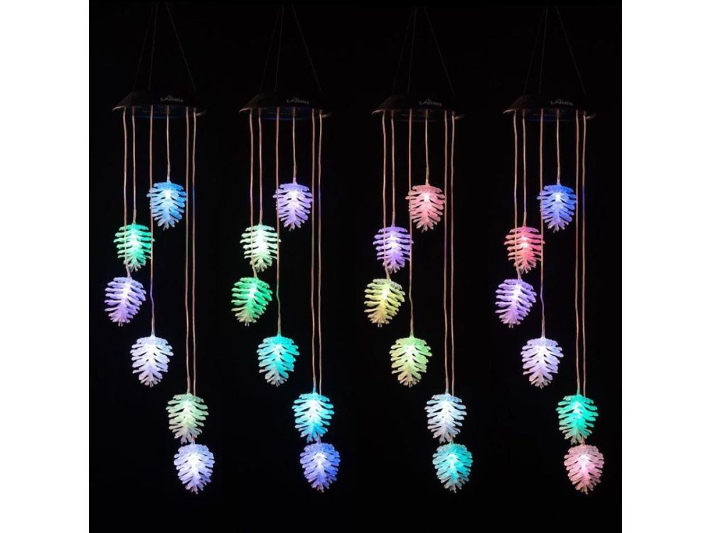 Holiday / String Lights |  Led Solar Hummingbird Wind Chime,Six Pine Cones Changing Color Waterproof Wind Chimes For Home Party Night Garden Decoration (Six Pine Cones) Decor ESTONE