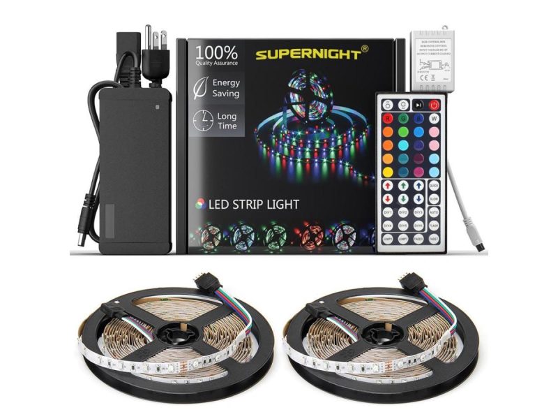 Holiday / String Lights |  Led Strip Lights Kit Non-Waterproof– 32.8Ft (10M) 600 Leds Smd 3528 Rgb Light With 44 Key Remote Controller, Extra Adhesive Tape, Flexible Changing Multi-Color Lighting Strips For Tv, Room Decor Holiday / String Lights