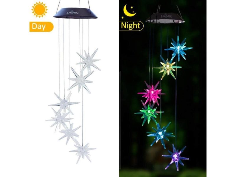 Holiday / String Lights |  Sea Urchins Wind Chime, Solar Lights Chimes,Six Sea Urchins Solar Wind Chime Outdoor Garden Decor, Yard Decorations Solar Light Mobile, (Gifts For Mom/Grandma, Birthday Bifts For Mom) Decor ESTONE