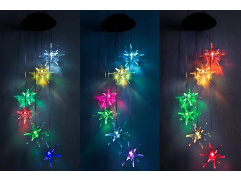 Holiday / String Lights |  Sea Urchins Wind Chime, Solar Lights Chimes,Six Sea Urchins Solar Wind Chime Outdoor Garden Decor, Yard Decorations Solar Light Mobile, (Gifts For Mom/Grandma, Birthday Bifts For Mom) Decor ESTONE