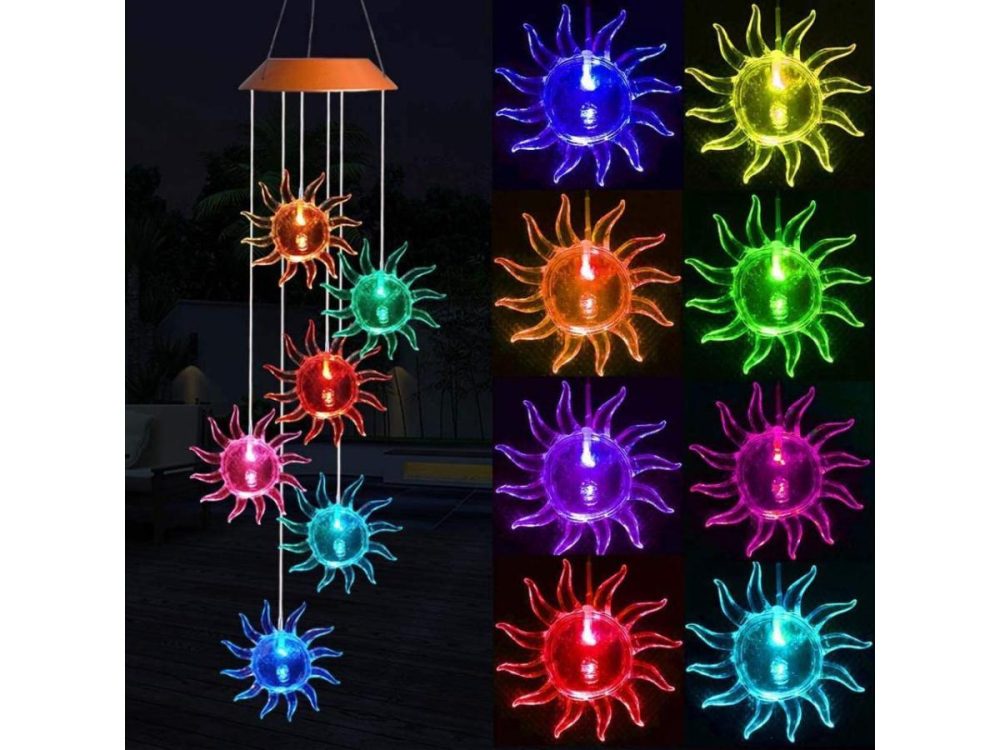 Holiday / String Lights |  Suns Wind Chime, Solar Lights Chimes,Six Suns Solar Wind Chime Outdoor Garden Decor, Yard Decorations Solar Light Mobile, (Gifts For Mom/Grandma, Birthday Bifts For Mom) Decor ESTONE