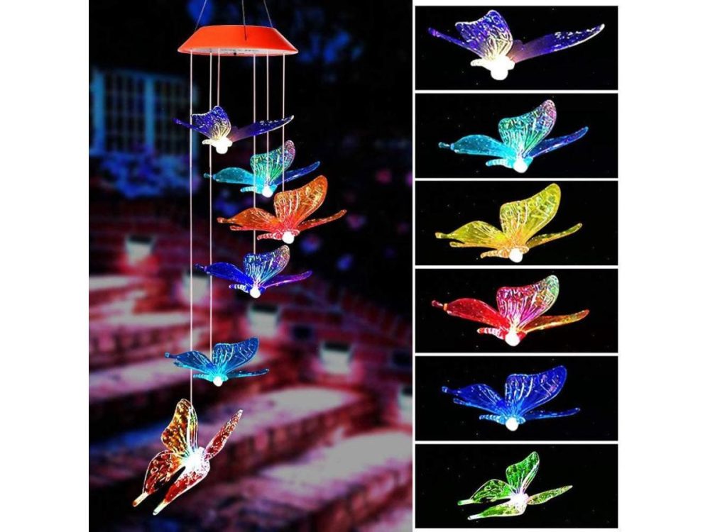 Holiday / String Lights |  Wind Chime,Solar Lights Chimes,Butterfly Wind Chimes Led/Solar Hummingbird Wind Chime Outdoor Decor,Yard Decorations Solar Light Mobile,Memorial Wind Chimes,(Gifts For Mom,Birthday Gifts For Mom Decor ESTONE