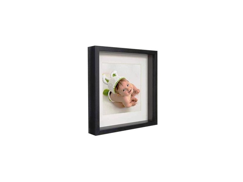 Home Accents |  11X11 (28 X 28 X 4.7 Cm) Black Shadow Box 3D Square Picture Frame With Mat For 8X8 Inch Photo, Glass Front Decor Home Accents