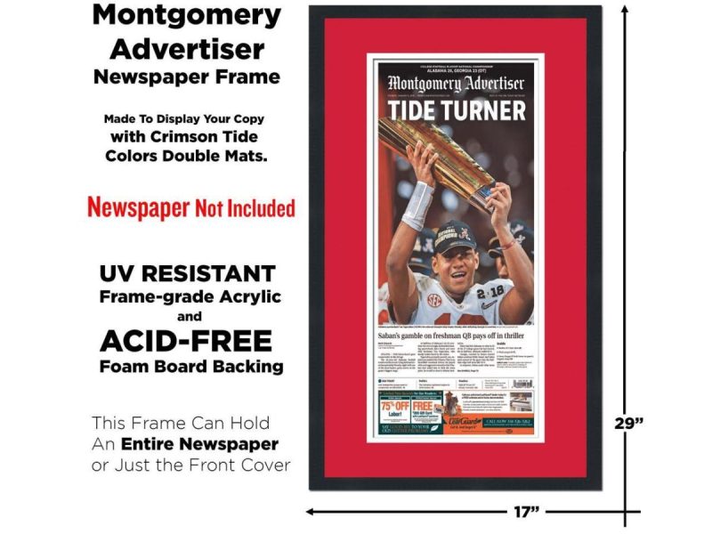 Home Accents |  11X22 Newspaper Frame – With Red And White Double Mat – Made To Display Newspapers Measuring 11X22 Inches Decor CustomPictureFrames.com