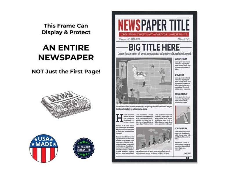 Home Accents |  11X22 Newspaper Frame – With Red And White Double Mat – Made To Display Newspapers Measuring 11X22 Inches Decor CustomPictureFrames.com