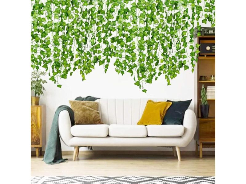 Home Accents |  12 Pack 98 Feet Fake Ivy Leaves Artificial Ivy Garland Greenery Garlands Hanging Plant Vine For Wedding Wall Party Room Astethic Stuff Decor Decor Home Accents