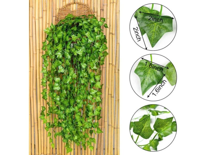 Home Accents |  12 Pack 98 Feet Fake Ivy Leaves Artificial Ivy Garland Greenery Garlands Hanging Plant Vine For Wedding Wall Party Room Astethic Stuff Decor Decor Home Accents