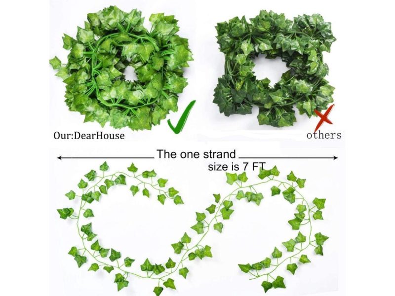 Home Accents |  12 Pack 98 Feet Fake Ivy Leaves Artificial Ivy Garland Greenery Garlands Hanging Plant Vine For Wedding Wall Party Room Astethic Stuff Decor Decor Home Accents