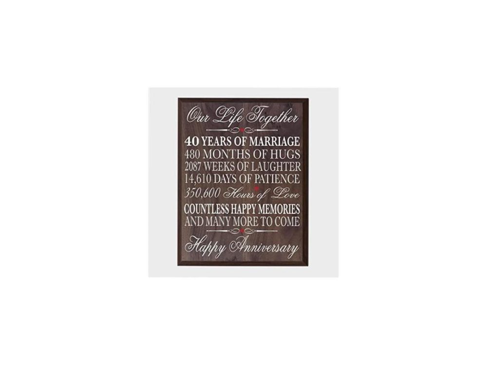 Home Accents |  40Th Wedding Anniversary Wall Plaque Gifts For Couple, 40Th For Her,40Th Wedding For Him 12″ W X 15″ H Wall Plaque (Walnut) Decor Dakota Steel Art