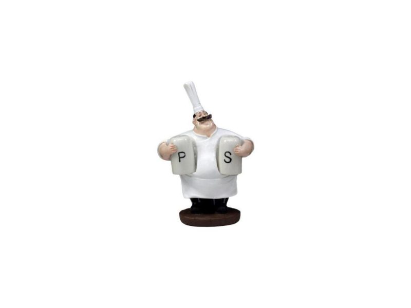 Home Accents |  Big Chef Mario With Tall Hat Salt And Pepper Shakers Holder Figurine 6.25″H Decor Ebros Gift