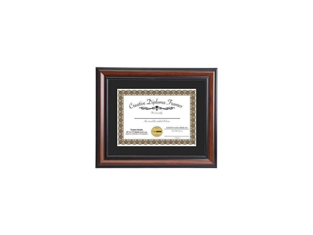 Home Accents |  Creative Picture Frames 8.5X11 Diploma Frame This 11X14-Inch Eco-Walnut Includes Black Matting Holds 8.5X11-Inch Media, With Installed Hangers For Either Orientation Decor Creative Picture Frames