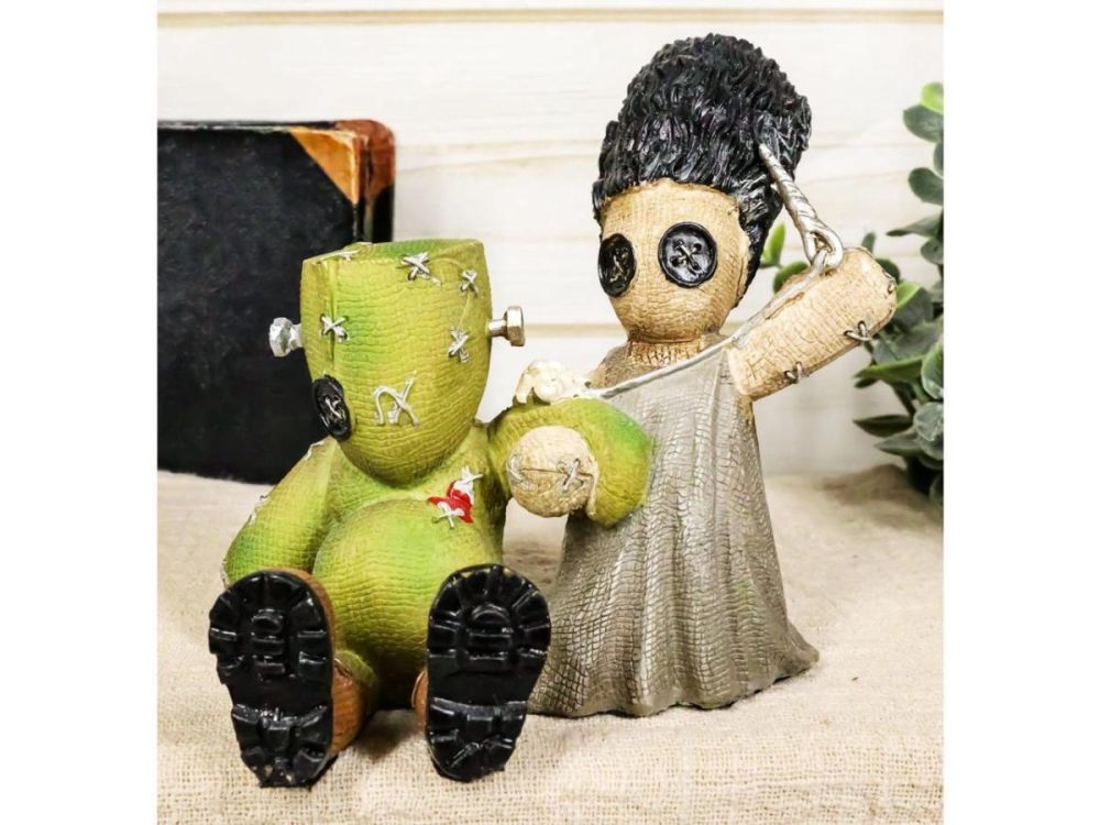 Home Accents |  Day Of The Dead True Love Hurts Pinhead Frankenstein Bride And Groom Figurine Decor Ebros Gift