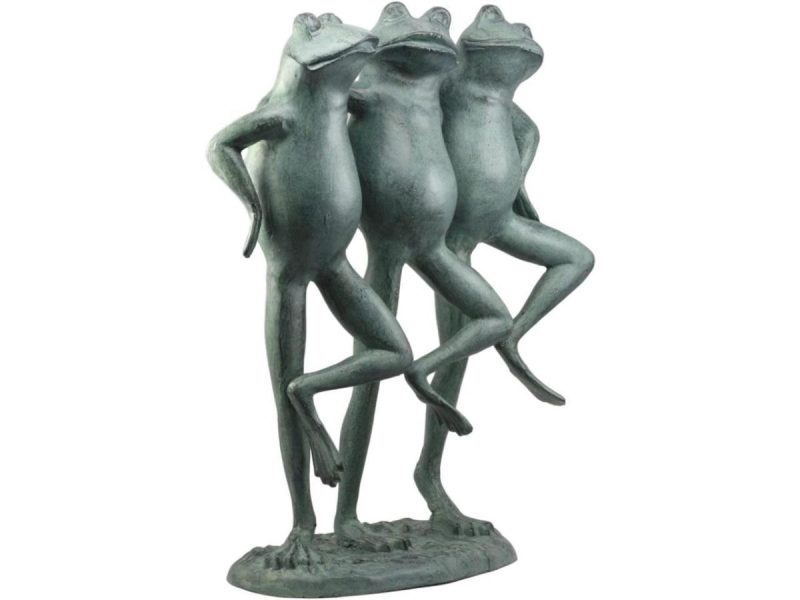 Home Accents |  Ebros Aluminum Best Pond Buddies Hand In Hand Dancing Frog Trio Garden Statue 19″H Decor Ebros Gift