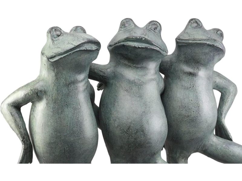 Home Accents |  Ebros Aluminum Best Pond Buddies Hand In Hand Dancing Frog Trio Garden Statue 19″H Decor Ebros Gift