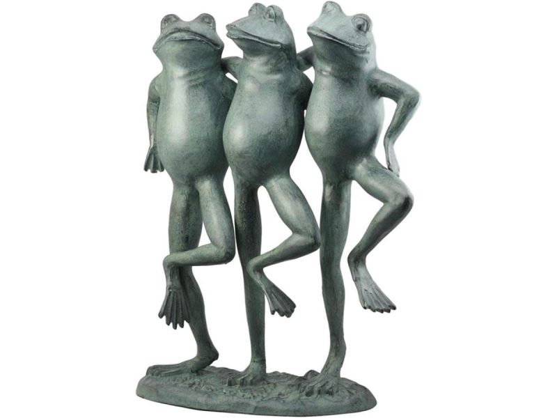 Home Accents |  Ebros Aluminum Best Pond Buddies Hand In Hand Dancing Frog Trio Garden Statue 19″H Decor Ebros Gift