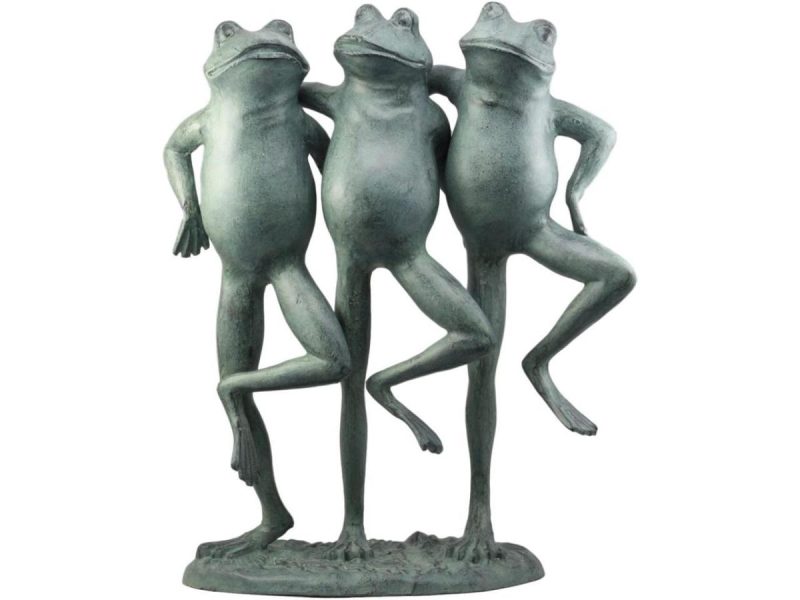 Home Accents |  Ebros Aluminum Best Pond Buddies Hand In Hand Dancing Frog Trio Garden Statue 19″H Decor Ebros Gift