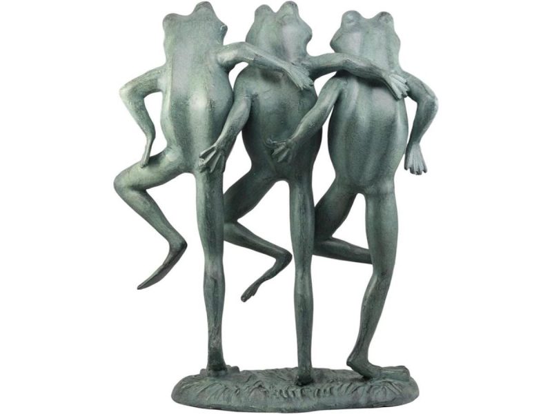 Home Accents |  Ebros Aluminum Best Pond Buddies Hand In Hand Dancing Frog Trio Garden Statue 19″H Decor Ebros Gift